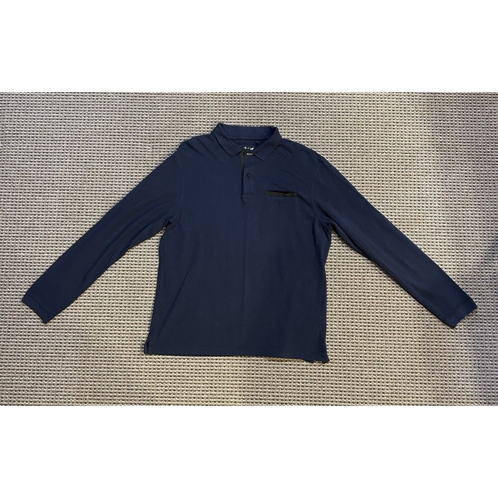 Barbour Shirt Men's XL Essential Long Sleeve Knit Pocket Polo Navy Modal/Cotton